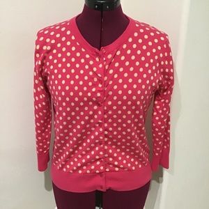 Spense Knits- Pink and Cream Polka Dot Sweater